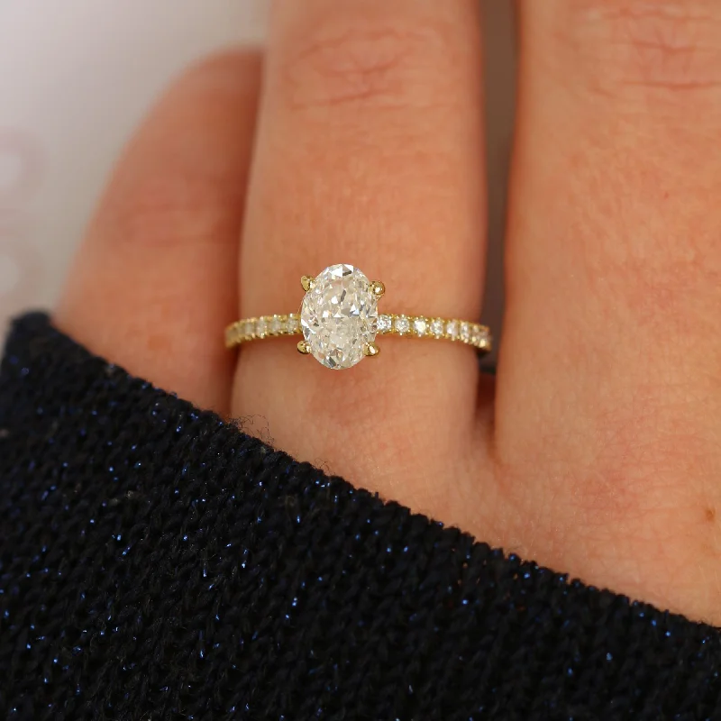 Torch Hidden Halo Natural Oval  Diamond Engagement Ring