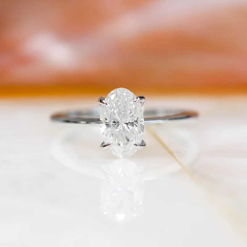 Moonlit Sky Claw Prongs 1.5 -Carat Natural Oval  Diamond Engagement Ring