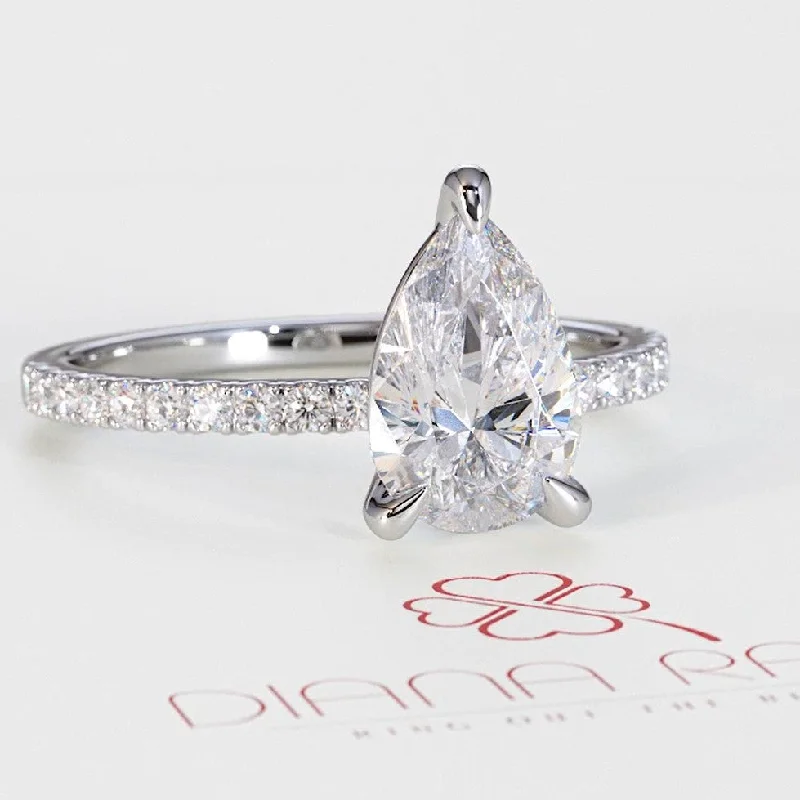 Limelight 3 prongs Natural Pear cut Diamond Engagement Ring