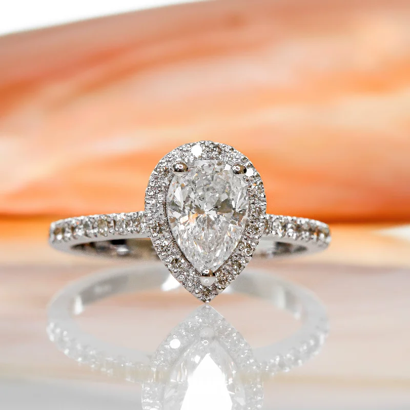 Golau Accent Diamonds Natural Pear  Diamond Engagement Ring