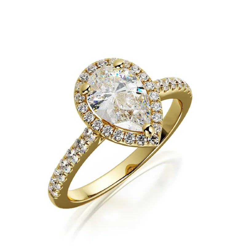 Golau Accent Diamonds Natural Pear  Diamond Engagement Ring