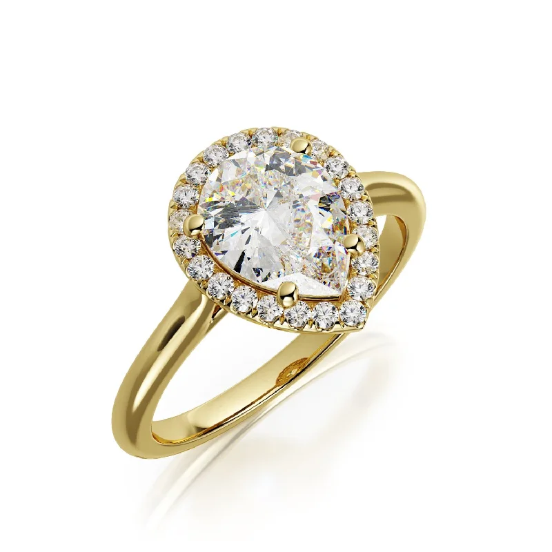 Guiding Light plain Band Natural Pear  Diamond Engagement Ring