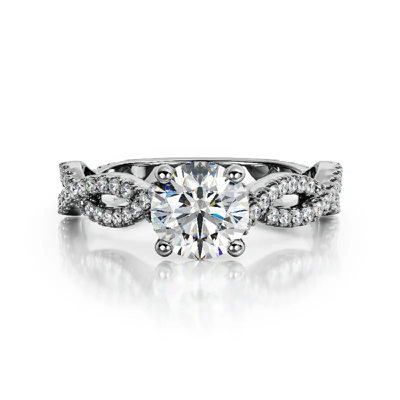 Ilios Accent Diamonds Natural Round  Diamond Engagement Ring