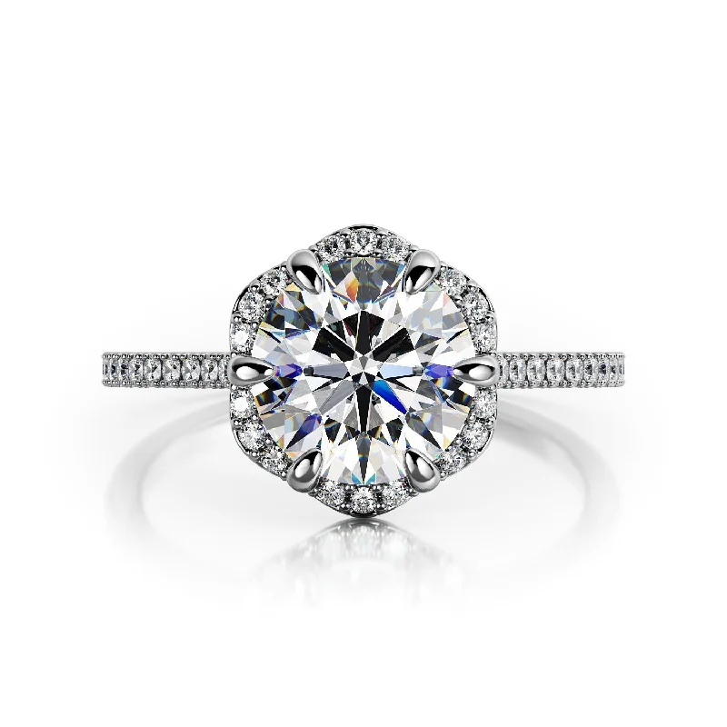 Gaisma Decorative Halo Natural Round Cut Diamond Engagement Ring