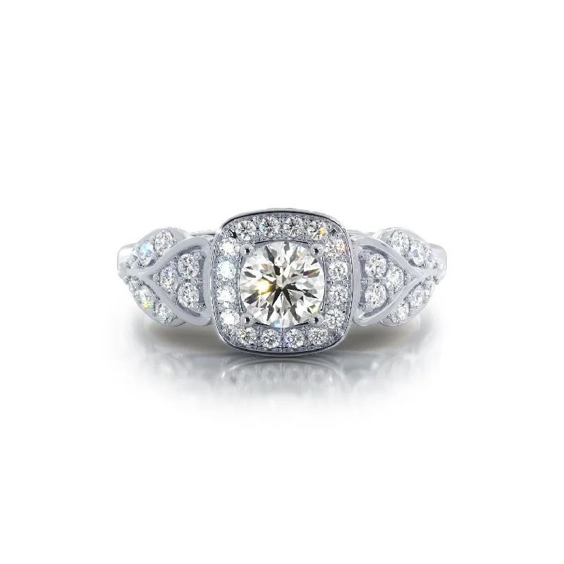 Lighthouse Pav'e Natural Round  Diamond Engagement Ring