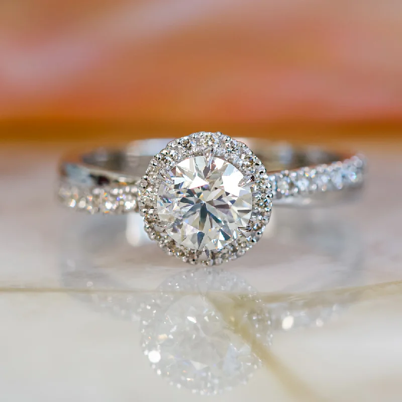 Lys Halo Natural Round  Diamond Engagement Ring