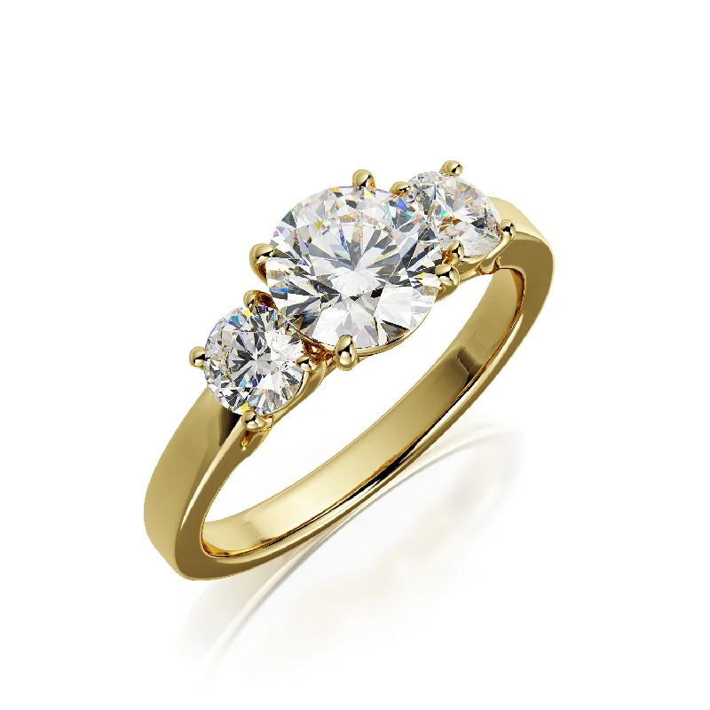 Solar Wind plain Band Natural Round  Diamond Engagement Ring