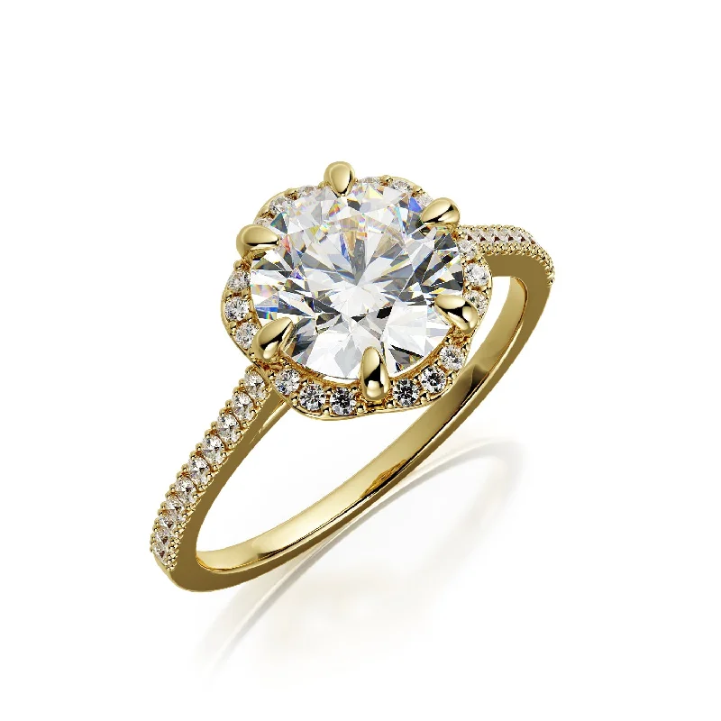 Gaisma Decorative Halo Natural Round Cut Diamond Engagement Ring