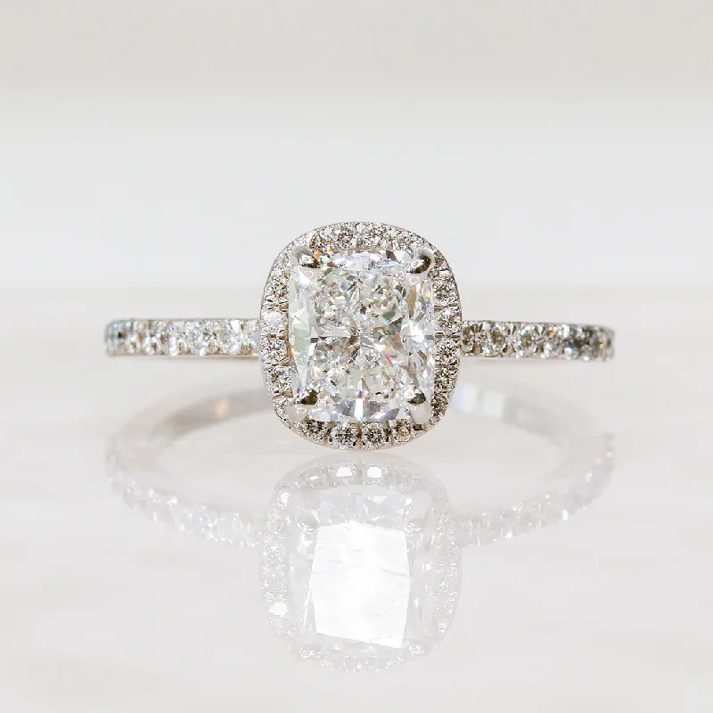 Dim Light Accent Diamonds Natural Cushion Cut Diamond Engagement Ring