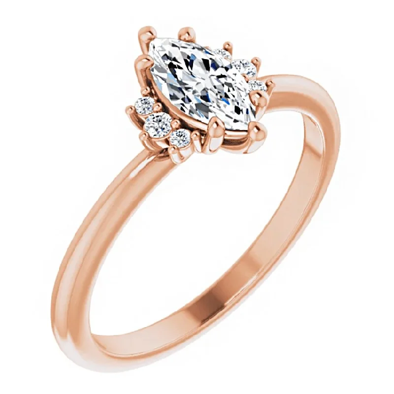 14K Rose Gold 8x4 mm Marquise Diamond Engagement Ring