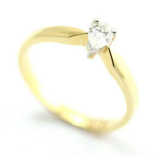 18ct Yellow Gold Certificated Pear Shape Diamond Engagement Ring - 0.25ct-3603