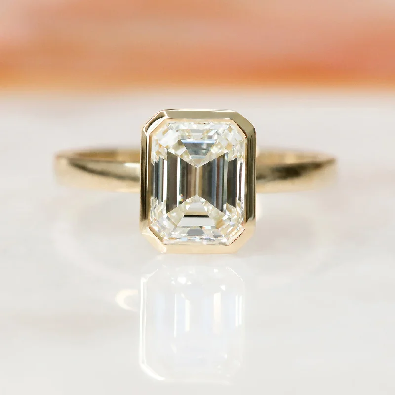 Shimmer  Natural Emerald Cut  Diamond Engagement Ring