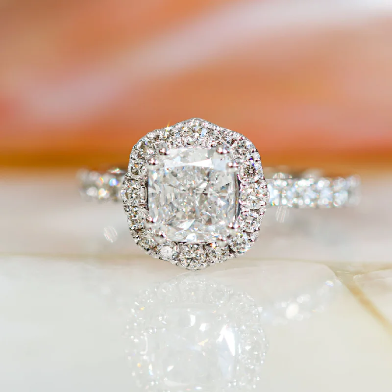 Sol  Vintage Natural Cushion Cut Diamond Engagement Ring