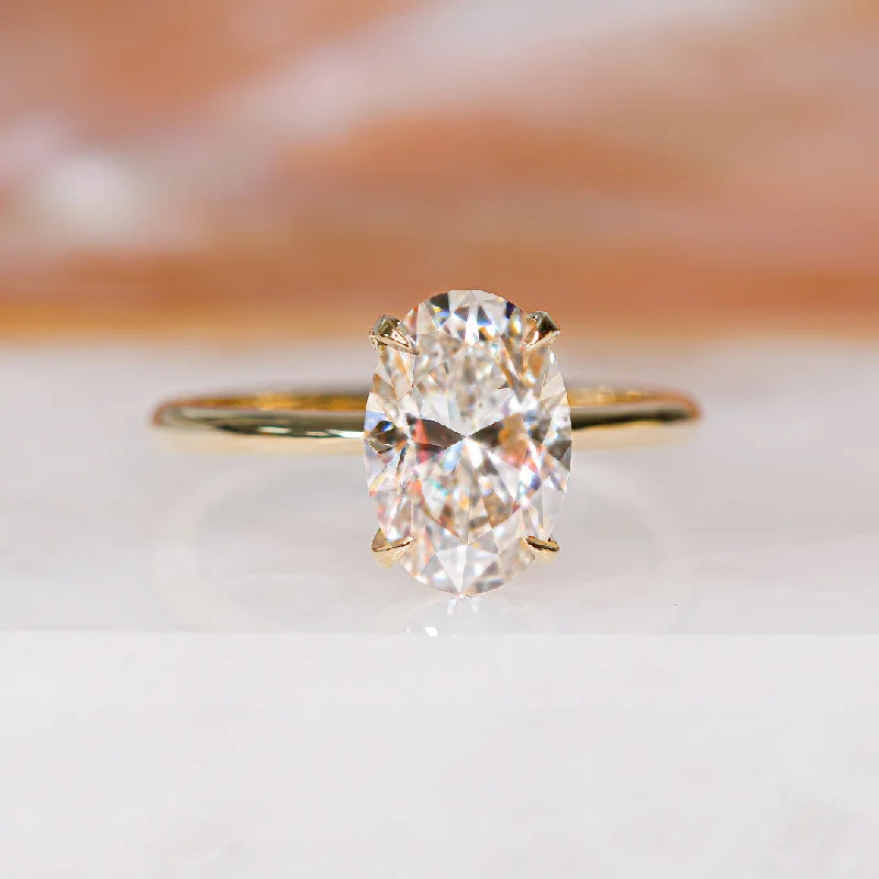 Moonlit Sky Claw Prongs 2- Carat Natural Oval  Diamond Engagement Ring