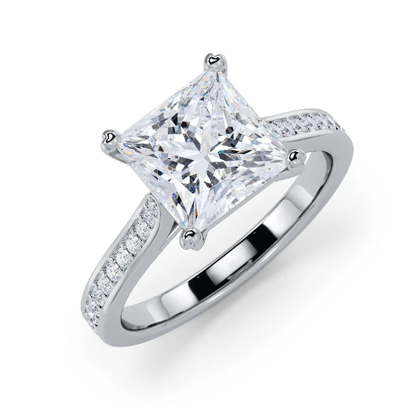 Lightyear 4 prongs Natural Princess  Diamond Engagement Ring