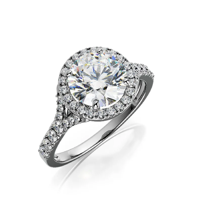 Full Moon Accent Diamonds Natural Round Cut Diamond Engagement Ring