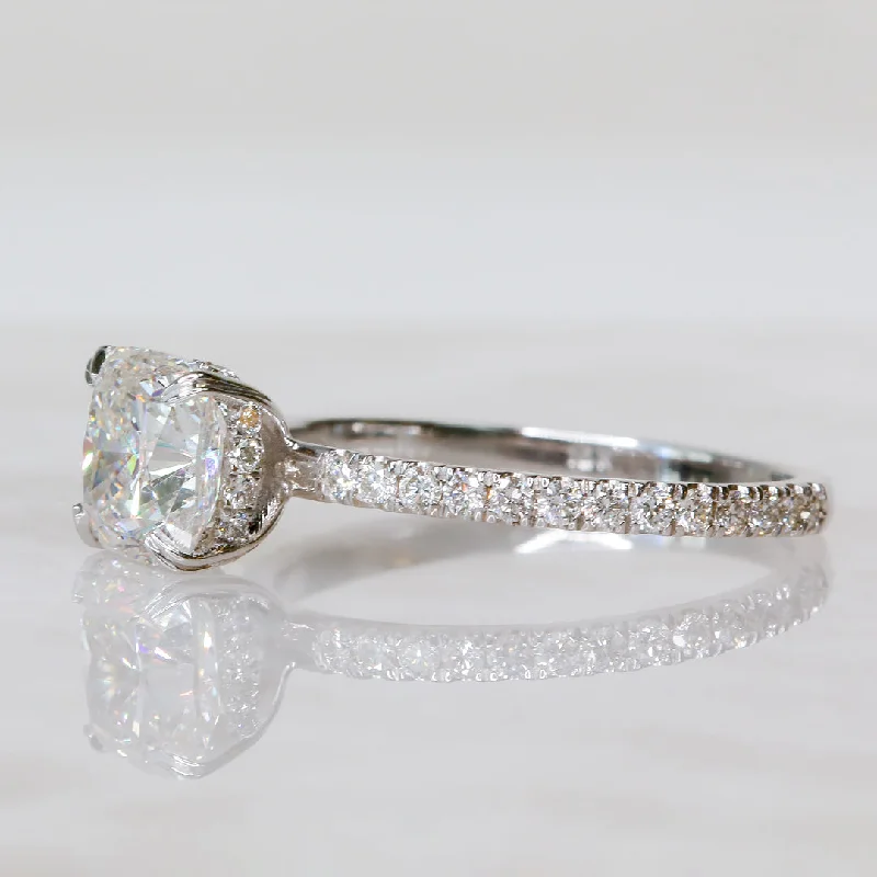 Firework Accent Diamonds Natural Cushion Cut Diamond Engagement Ring