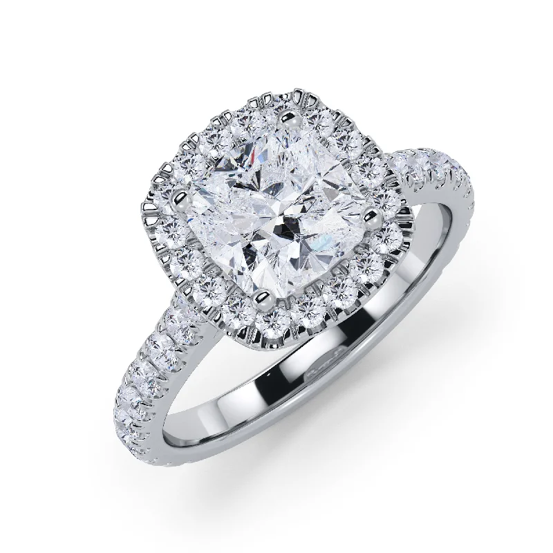 Lights Out Cushion Halo Natural Cushion  Diamond Engagement Ring