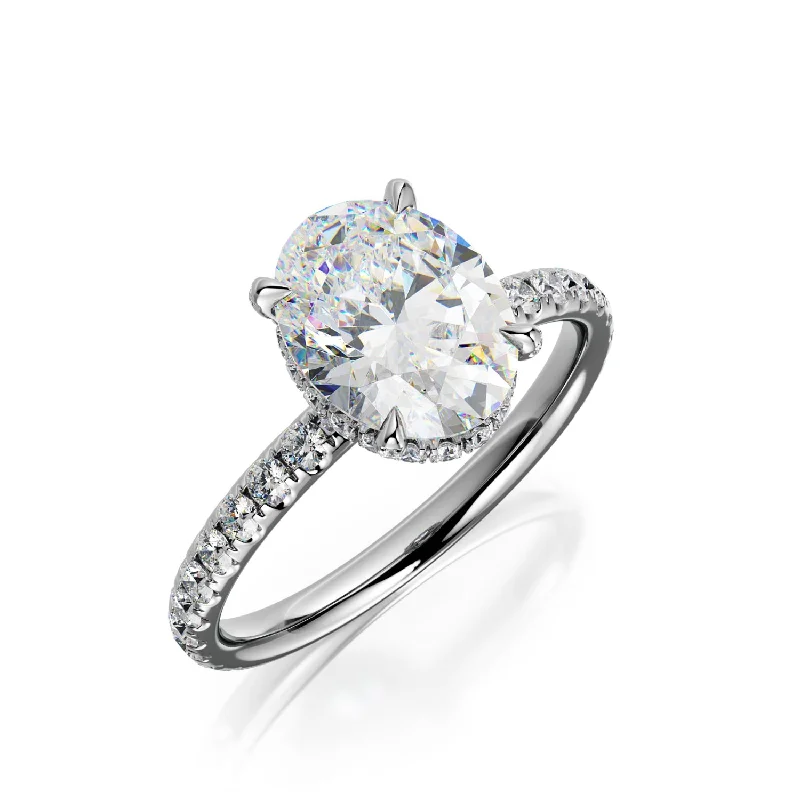 Gleam Hidden Halo Natural Oval Cut Diamond Engagement Ring