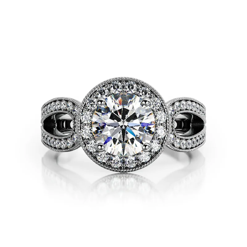 Gu'ng Split Shank Natural Round Cut Diamond Engagement Ring