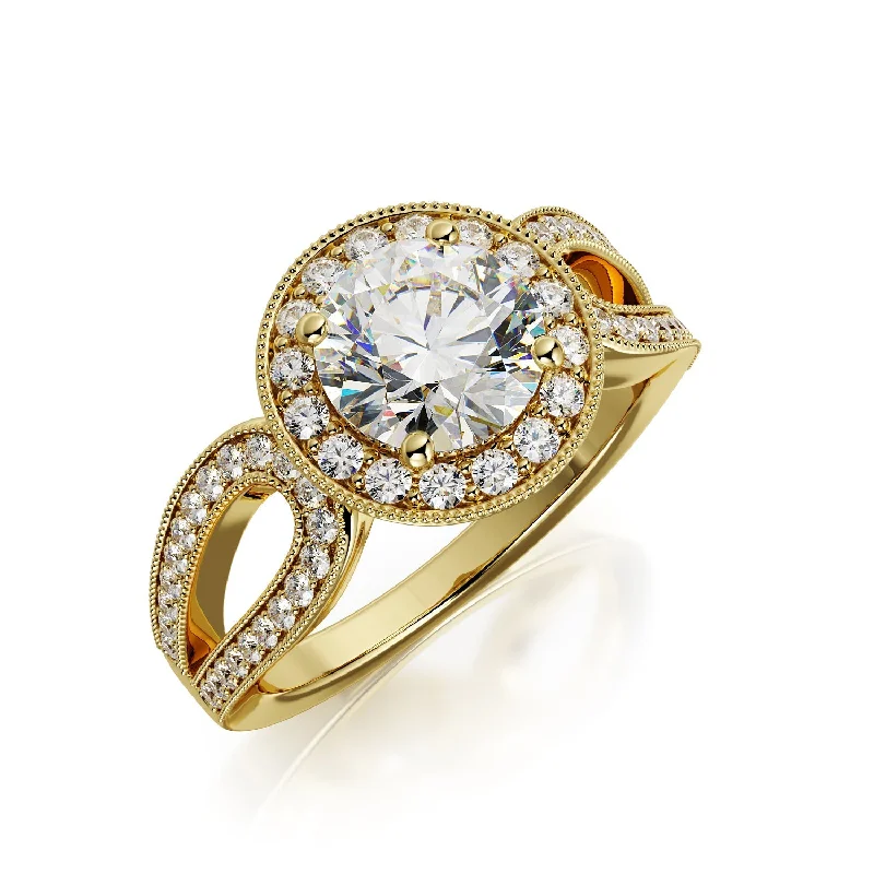 Gu?ng split shank Natural Round Cut Diamond Engagement Ring