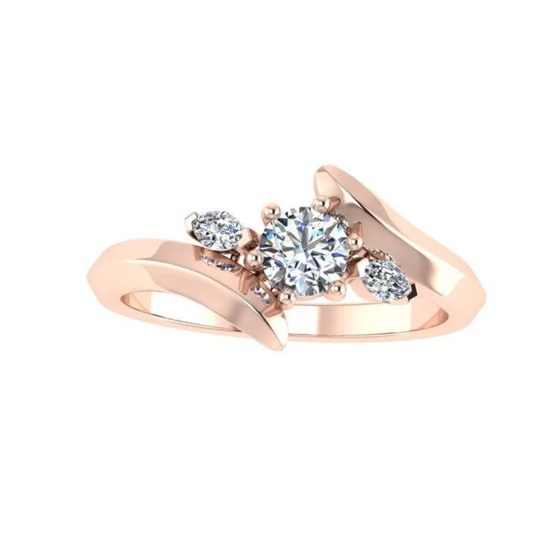 Three Stone Engagement Ring 18K Rose Gold