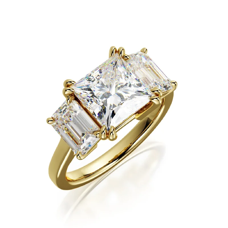 Glow Plain Band Natural Princess Cut Diamond Engagement Ring