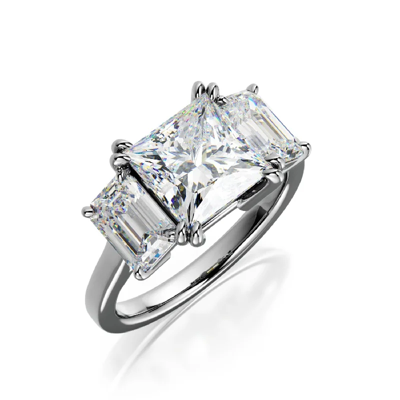 Glow plain Band Natural Princess  Diamond Engagement Ring