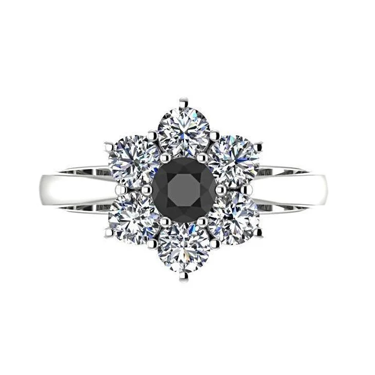 Black Diamond Ring with White Diamonds