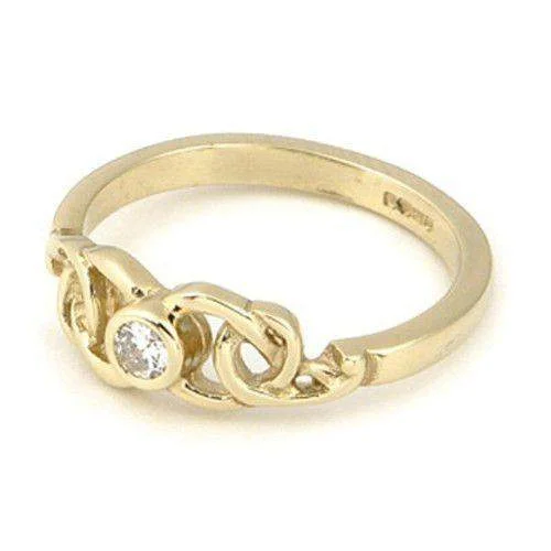 Celtic Engagement or Wedding Ring, 9ct 18ct White or Yellow Gold -DR17