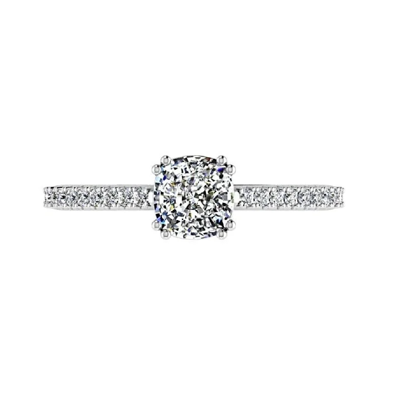 Cushion Diamond Engagement Ring Side Stones 18K Gold (0.16 ct. tw.)