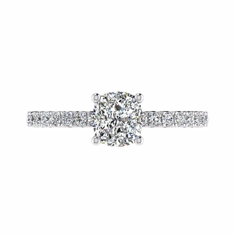 Round Diamond Engagement Ring with Side Stones 18K Gold 0.26 ct tw