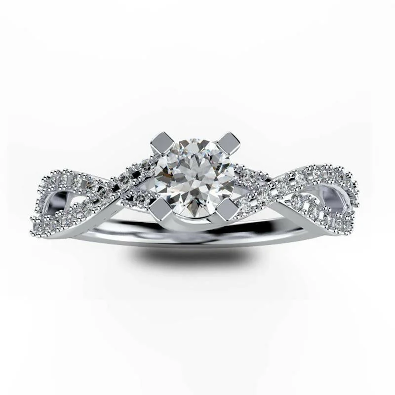 Diamond Split Shank Wave Design Engagement Ring