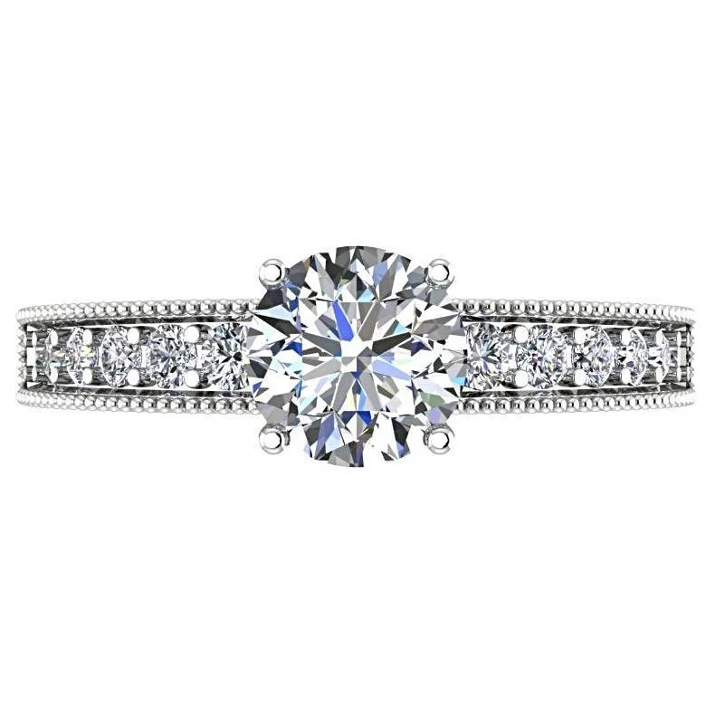 Diamond Milgrain Band Engagement Ring