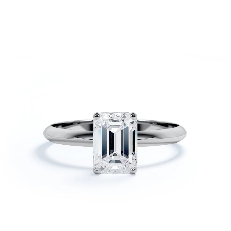 Luce 4 prongs Natural Emerald cut Diamond Engagement Ring