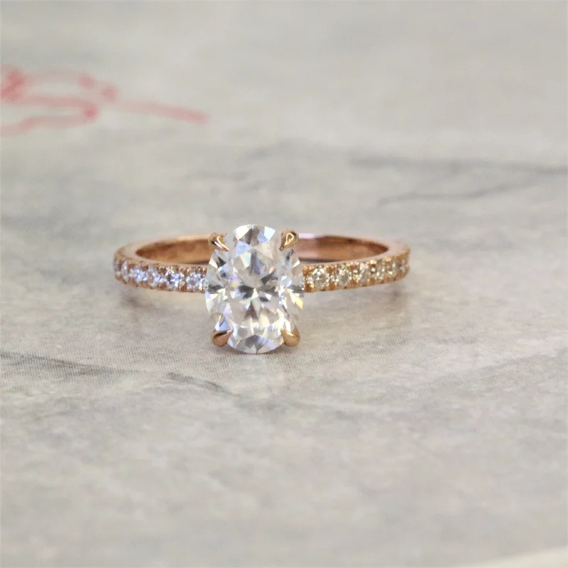 Luster Hidden Halo Natural Oval  Diamond Engagement Ring