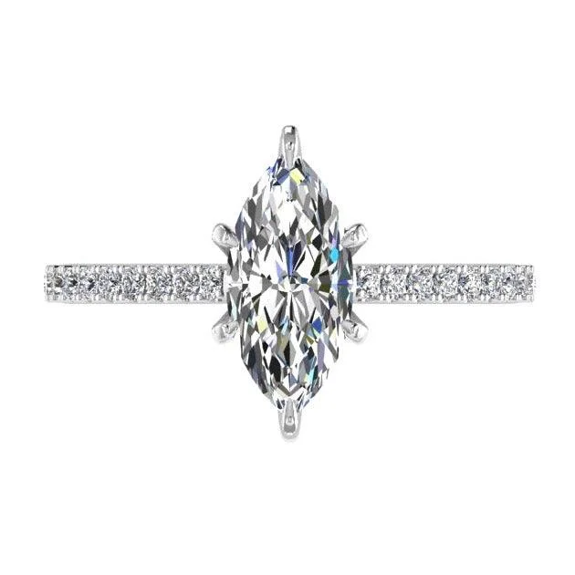 Marquise Diamond Engagement Ring with Side Stones 18K Gold (0.21 ct. tw)