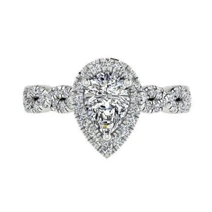 Pear diamond engagement ring with halo 0.55 ct.tw