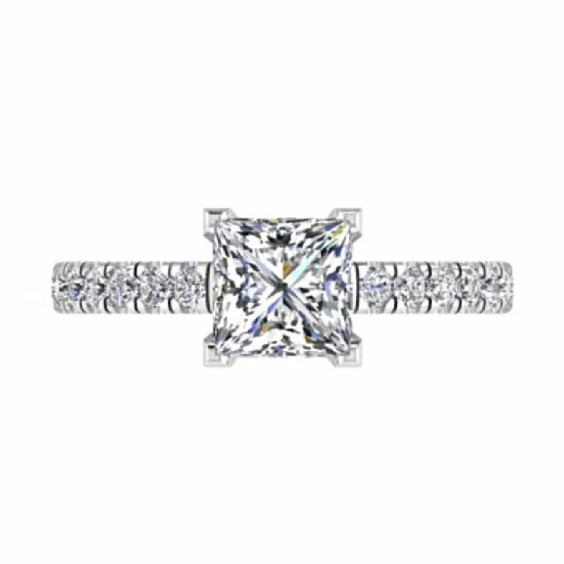 Princess Diamond Engagement Ring with Side Stones 18K Gold