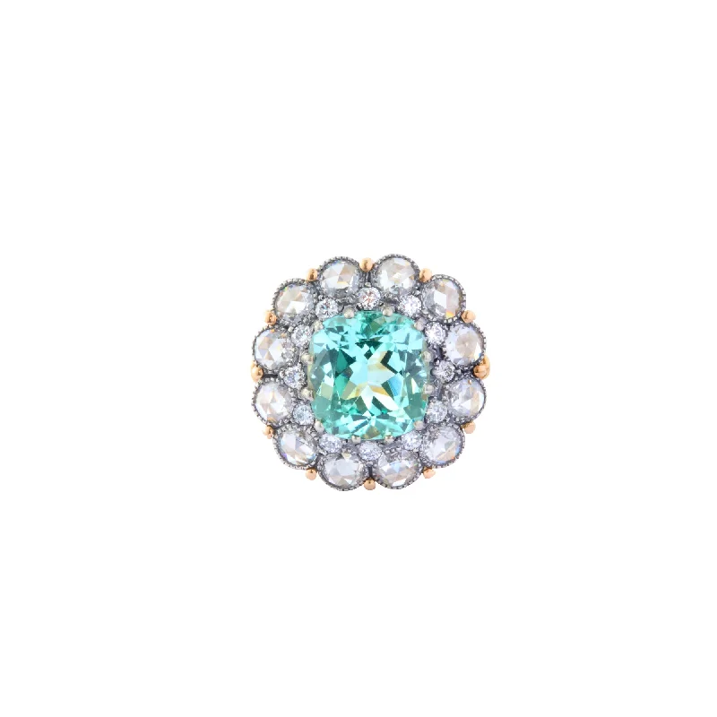 Cluster Ring - Tourmaline and Diamond