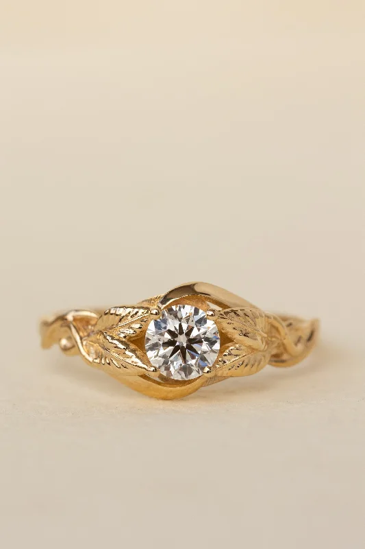 READY TO SHIP: Azalea engagement ring in 18K yellow gold, lab grown diamond, round cut 5 mm, AVAILABLE RING SIZE: 5.5 - 8.5 US