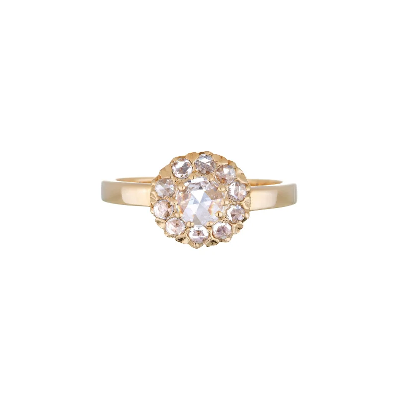 Floral Rose Cut Diamond Ring - Yellow Gold