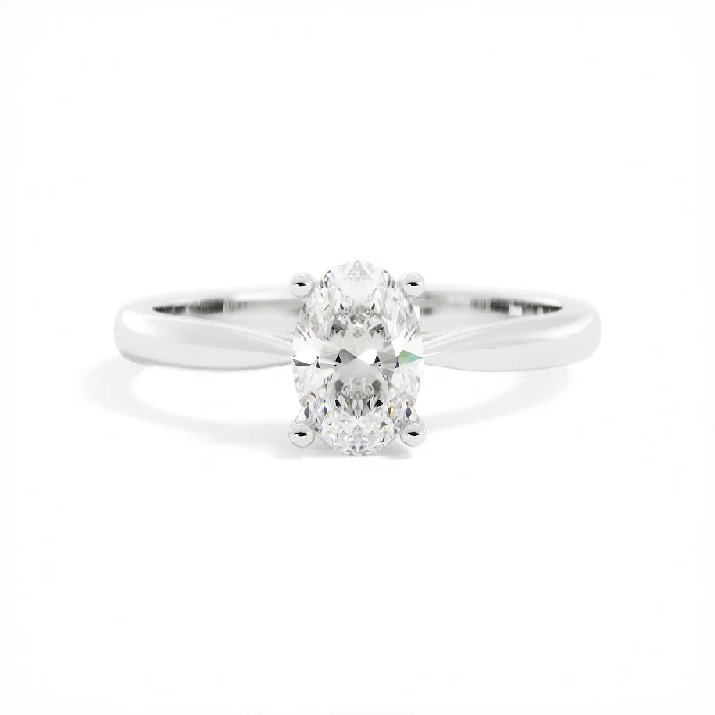 Tai-Yang Descending Natural Oval  Diamond Engagement Ring