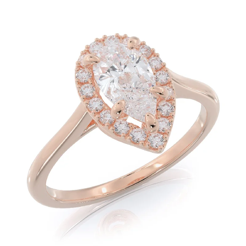 Celestial Rounded Band Natural Pear  Diamond Engagement Ring