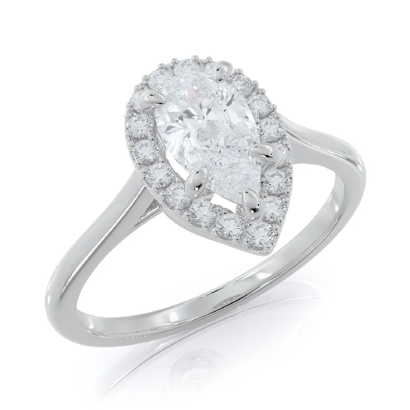 Celestial Rounded Band Natural Pear  Diamond Engagement Ring