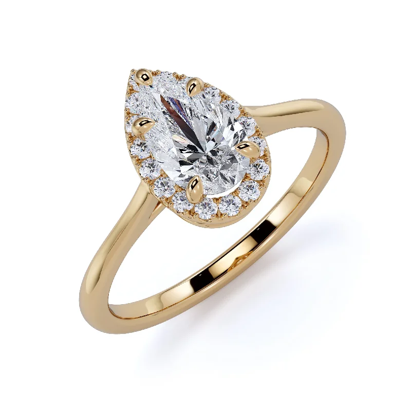 Celestial Rounded Band Natural Pear  Diamond Engagement Ring