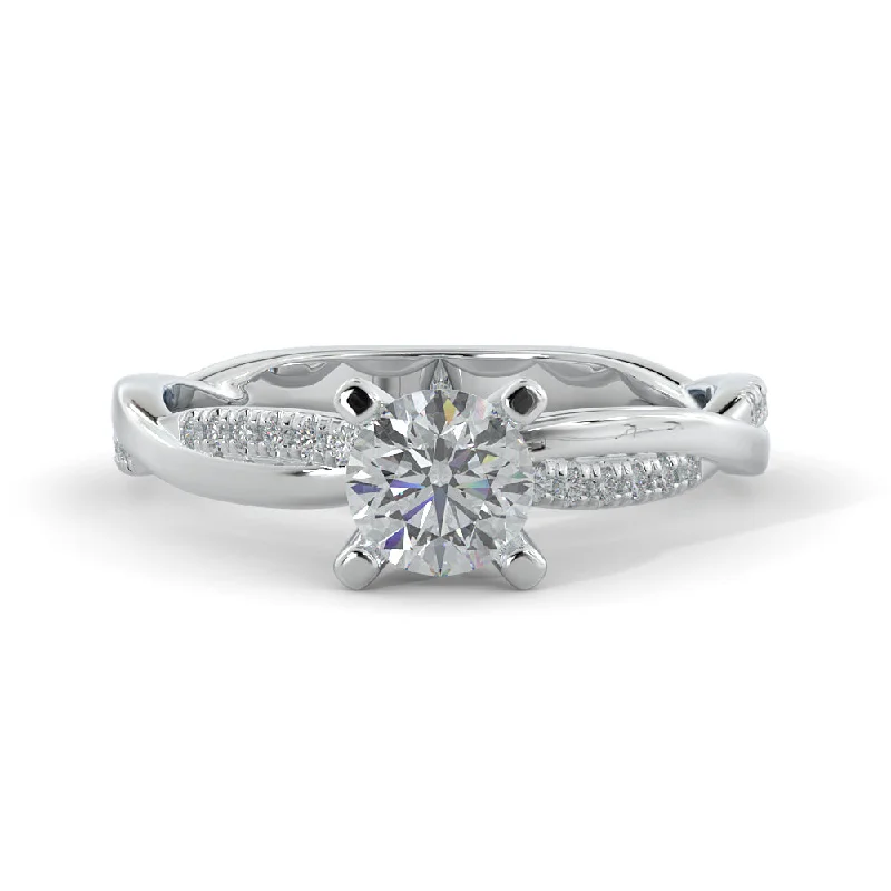 Faint Glow twisted Shank Natural Round  Diamond Engagement Ring