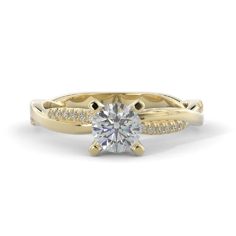 Faint Glow twisted Shank Natural Round  Diamond Engagement Ring