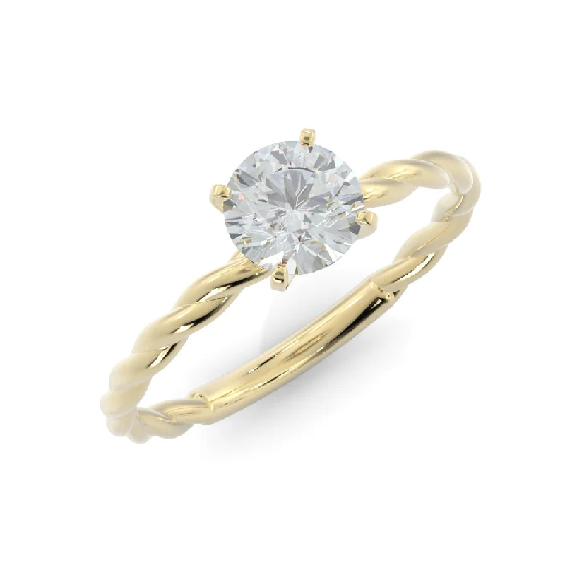 Firefly Glow twisted Shank Natural Round Cut Diamond Engagement Ring