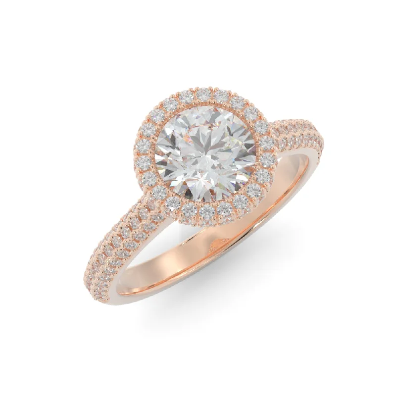 Firelight 3-row band Natural Round Cut Diamond Engagement Ring